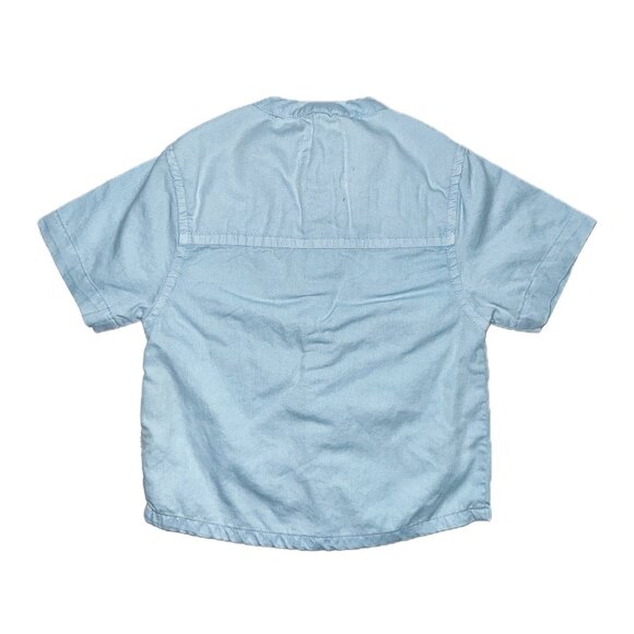 Organic Sky Blue Cotton Woven Collar Shirt and Bermuda Shorts, 6 - 12 months - Picture 3 of 11